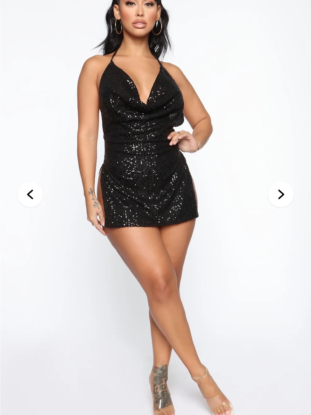 Fashion Nova Black Sequin Halter Mini Dress